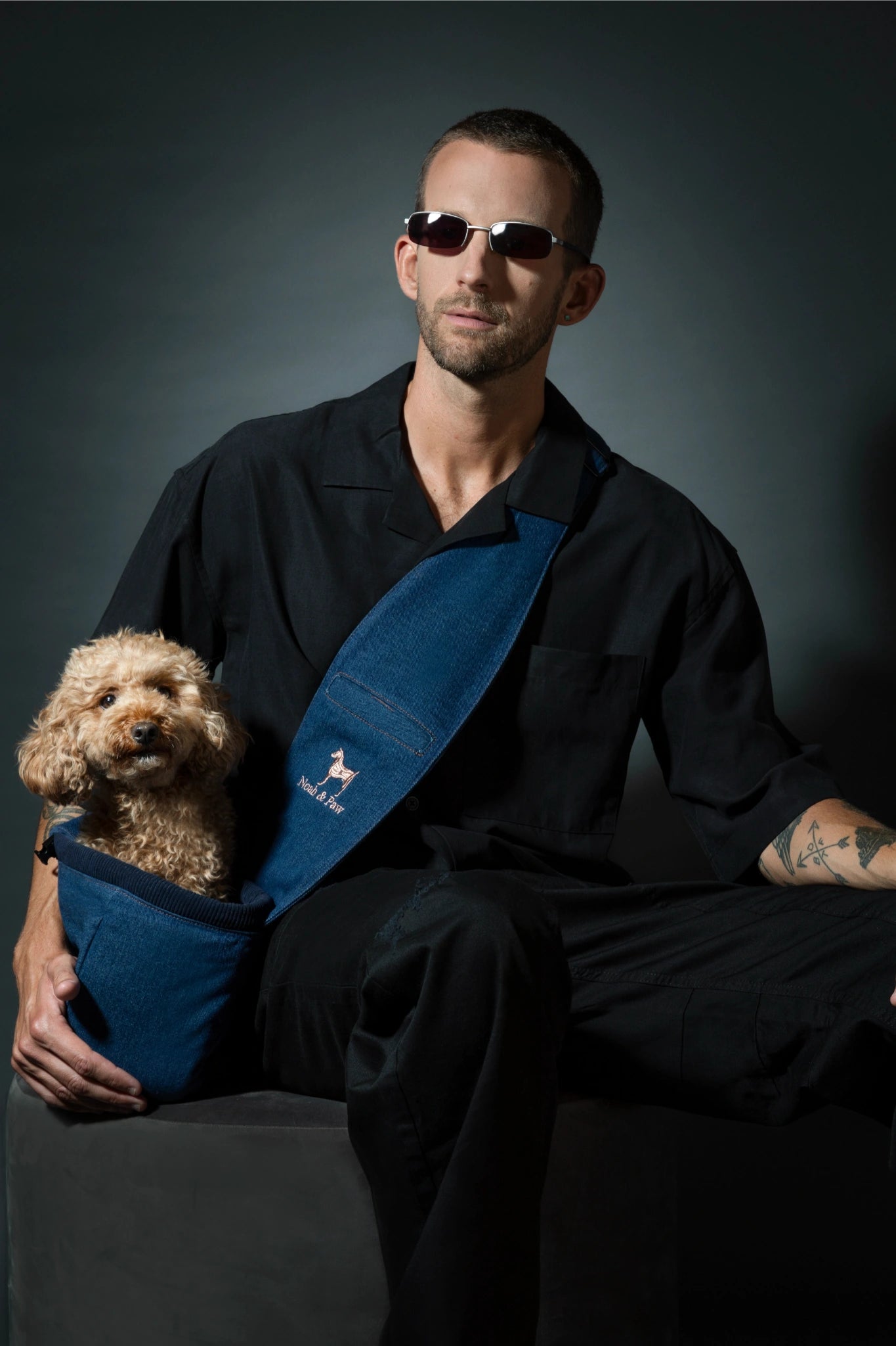 Zipper Style Dog Sling Carrier - Light Blue Denim