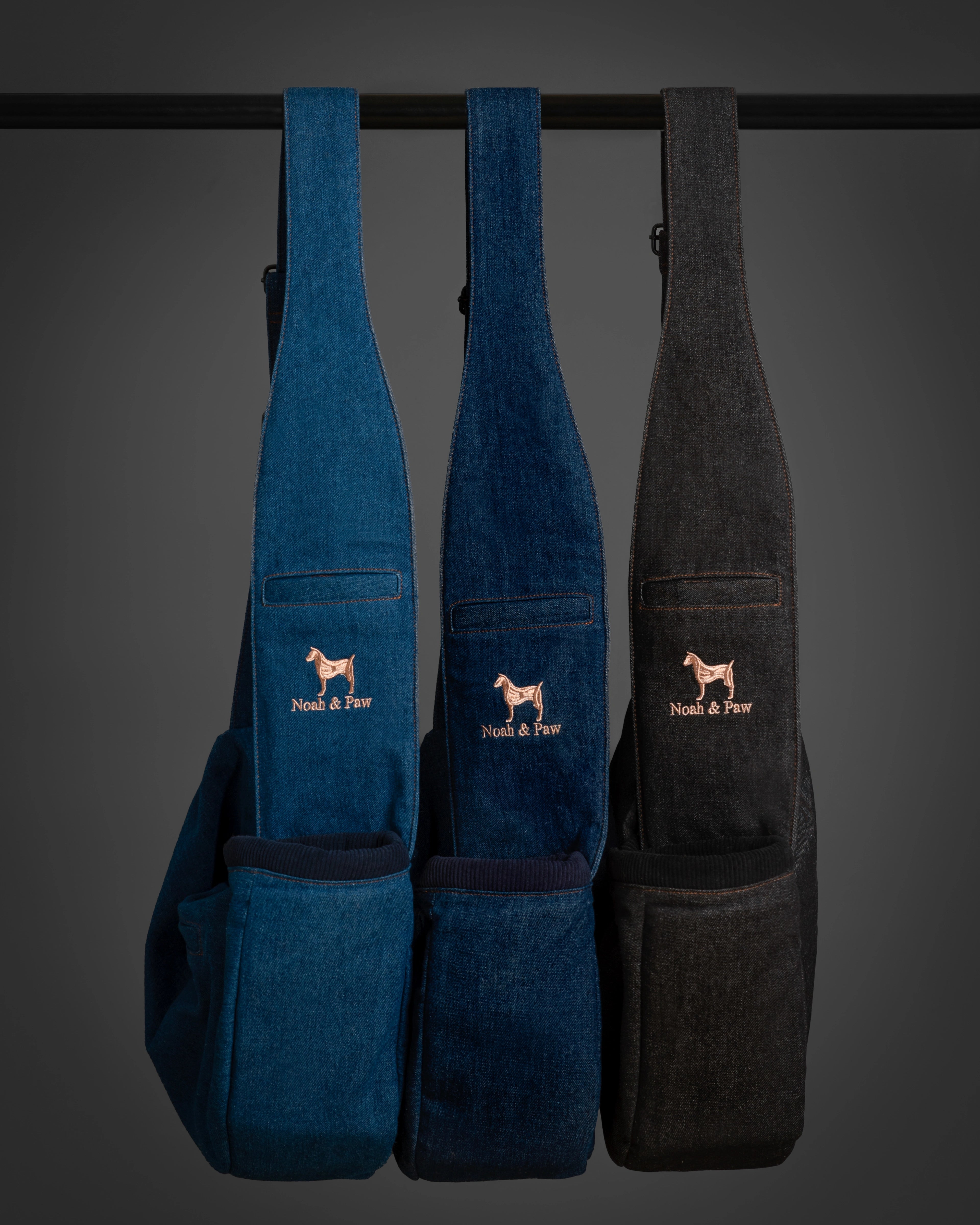 Zipper Style Dog Sling Carrier - Light Blue Denim