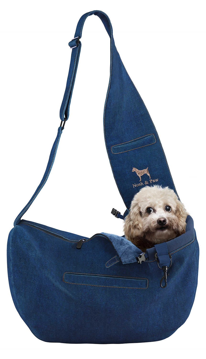 Denim Dog Sling Carrier With Safety Layers | Noah and Paw