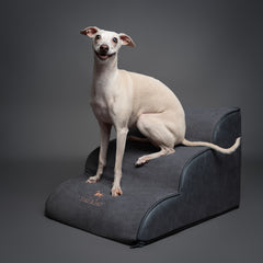Luxury Dog Ramp Stairs for Bed, Faux Leather Collection, Black