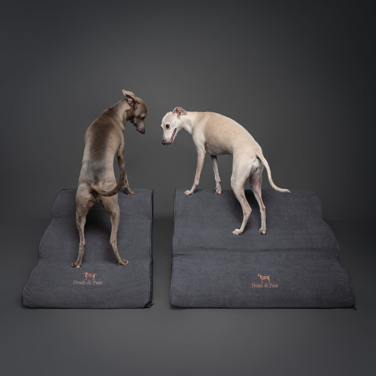 Noah & Paw 27-inch extra wide dog ramp stairs in faux leather, black, 3 steps