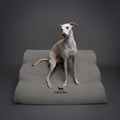 Noah & Paw 27-inch extra wide dog ramp stairs in faux leather, gray, 3 steps