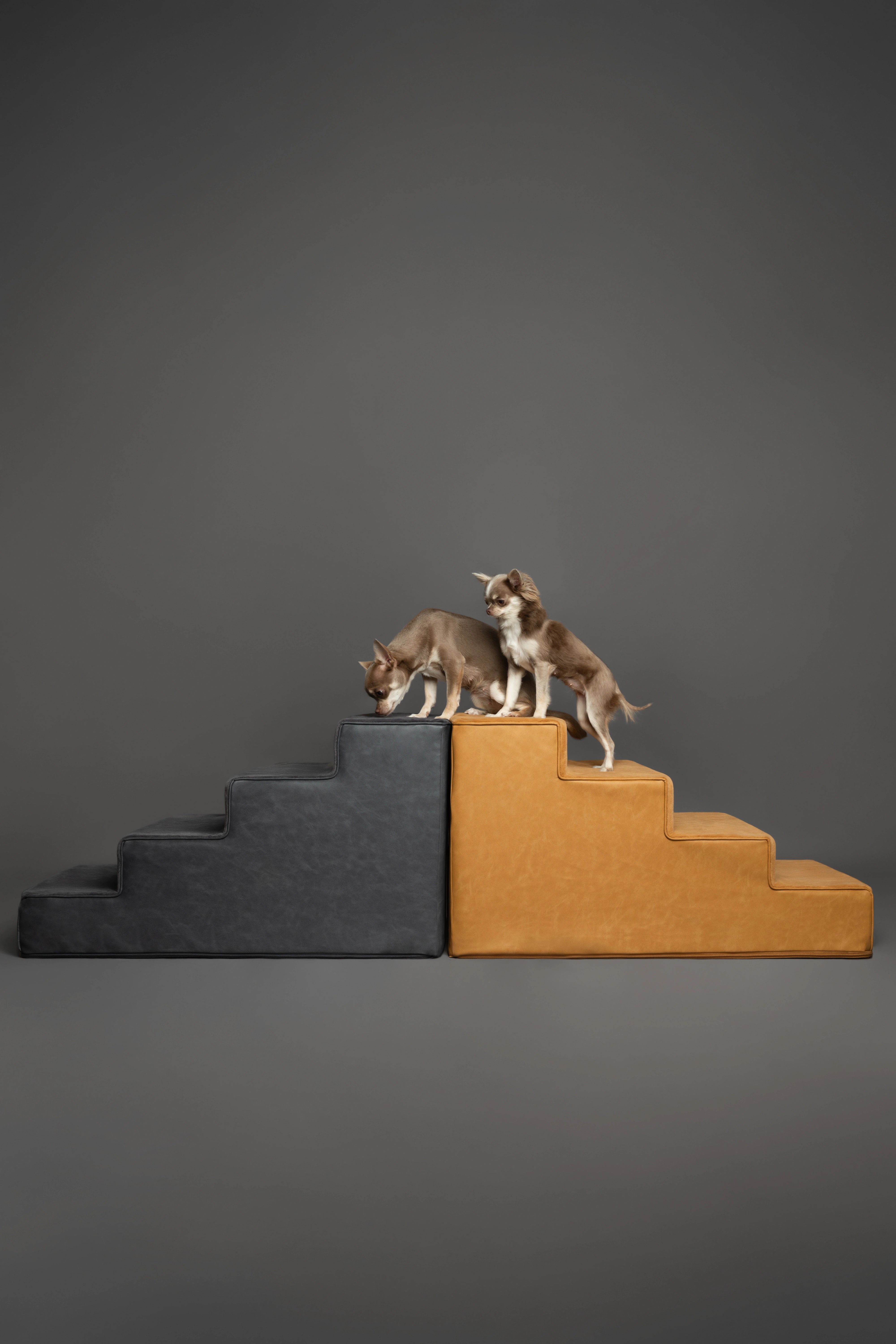 Luxury Dog Stairs For Bed | Faux Leather Pet Steps - Black - 4 Steps