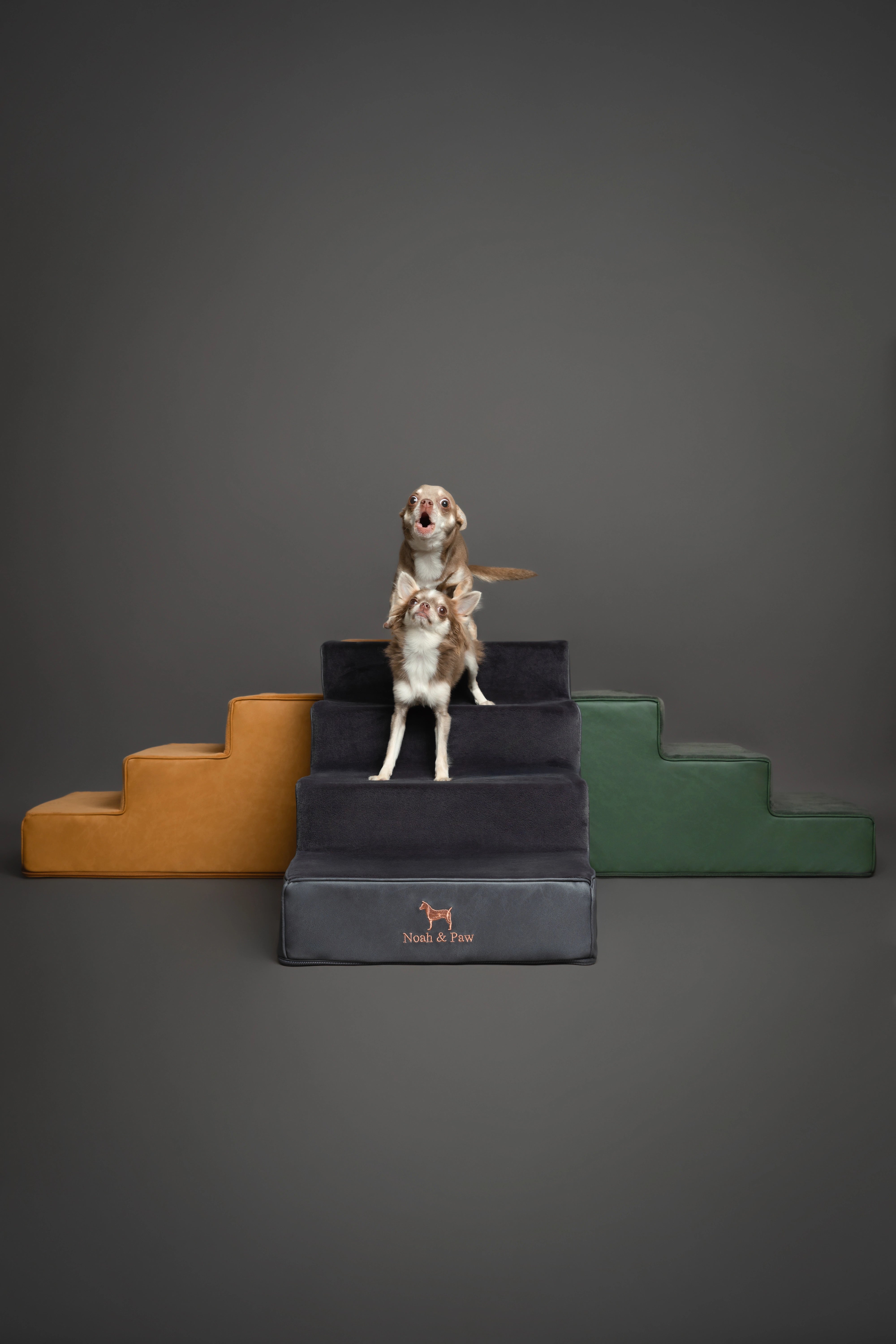 Luxury Dog Stairs For Bed | Faux Leather Pet Steps - Black - 4 Steps