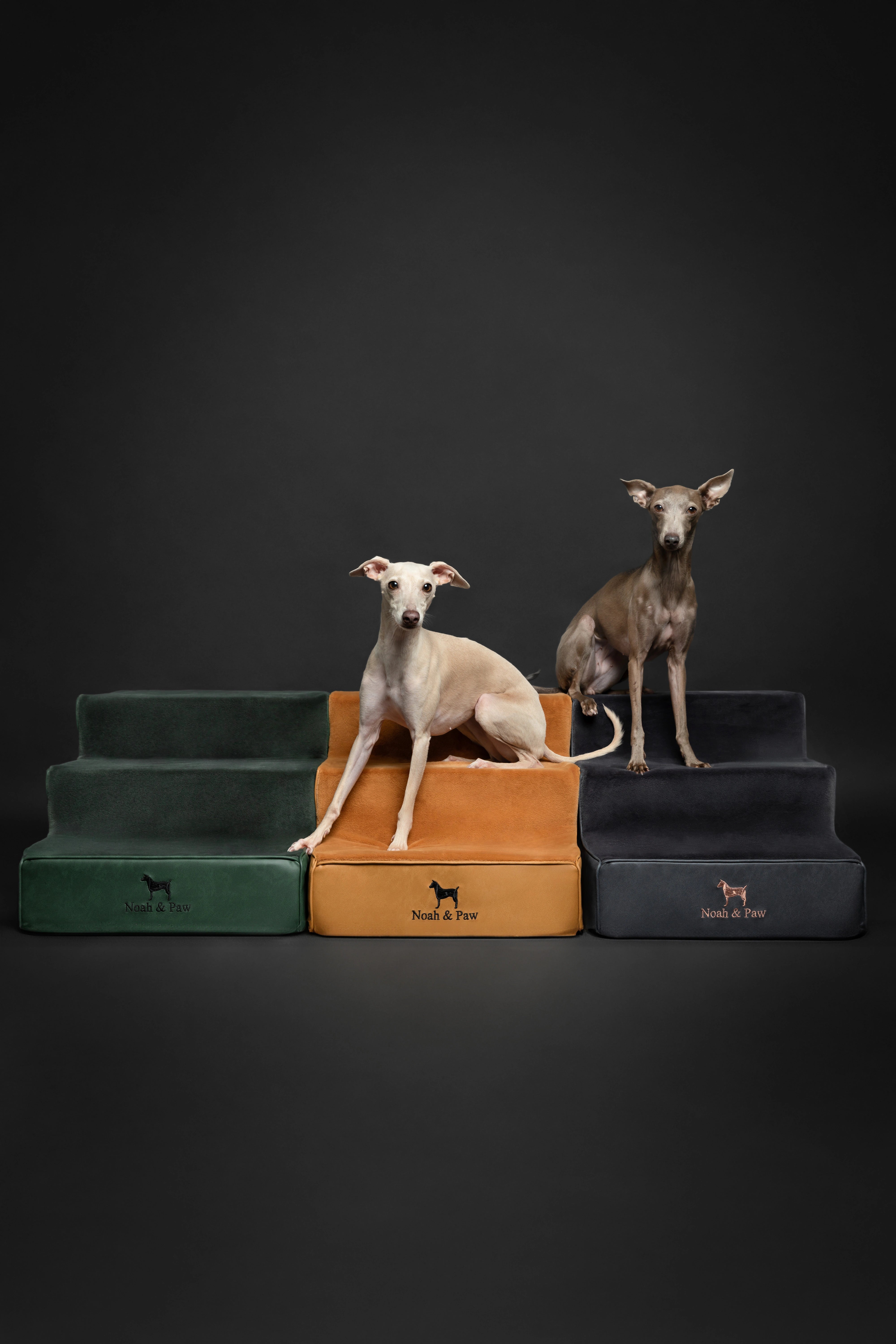 Luxury Dog Stairs For Bed | Faux Leather Pet Steps - Camel - 3 Steps