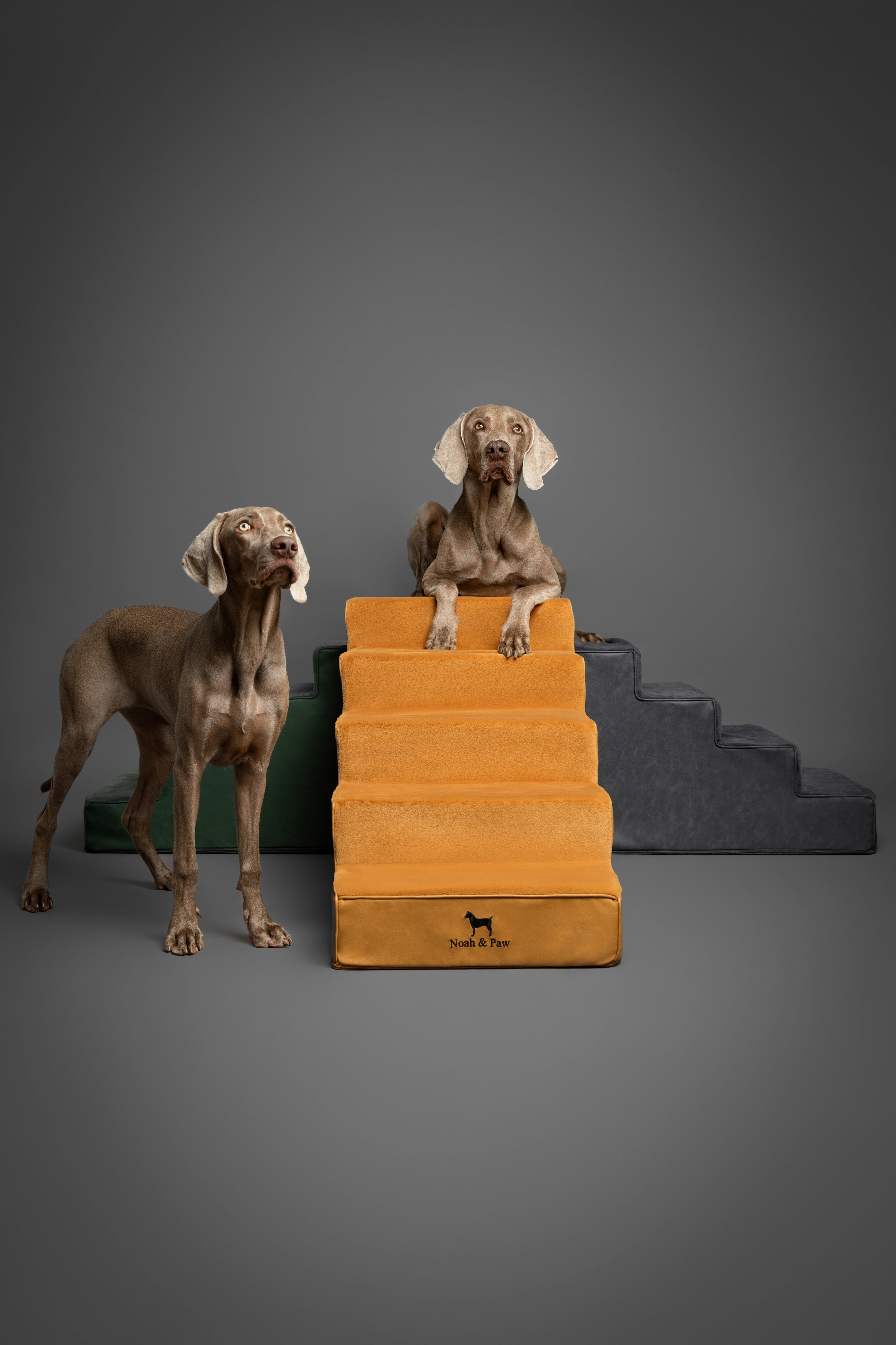 Luxury Dog Stairs For Bed | Faux Leather Pet Steps - Camel - 5 Steps