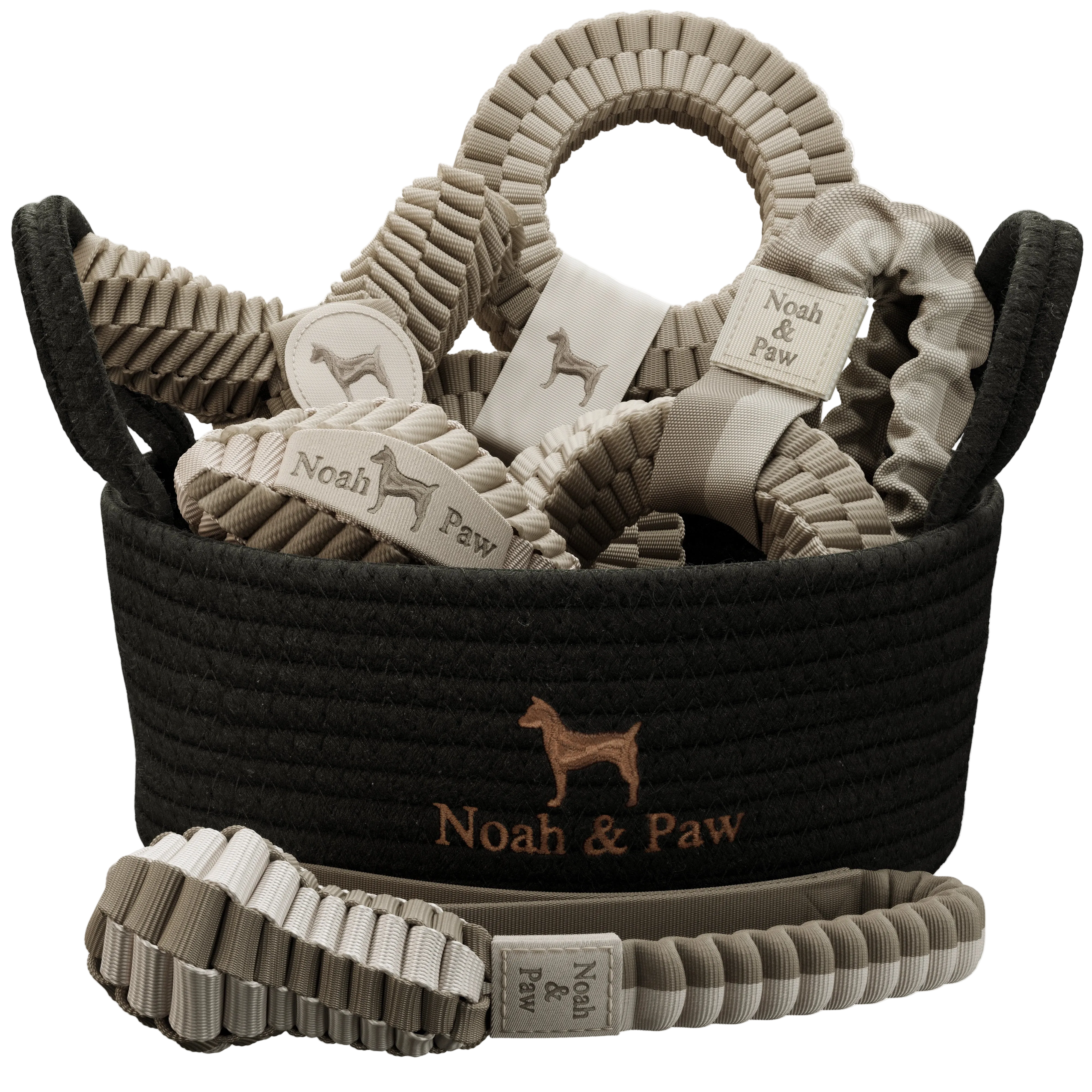 Luxury Stretchy Rope Dog Toy Gift Basket, Beige