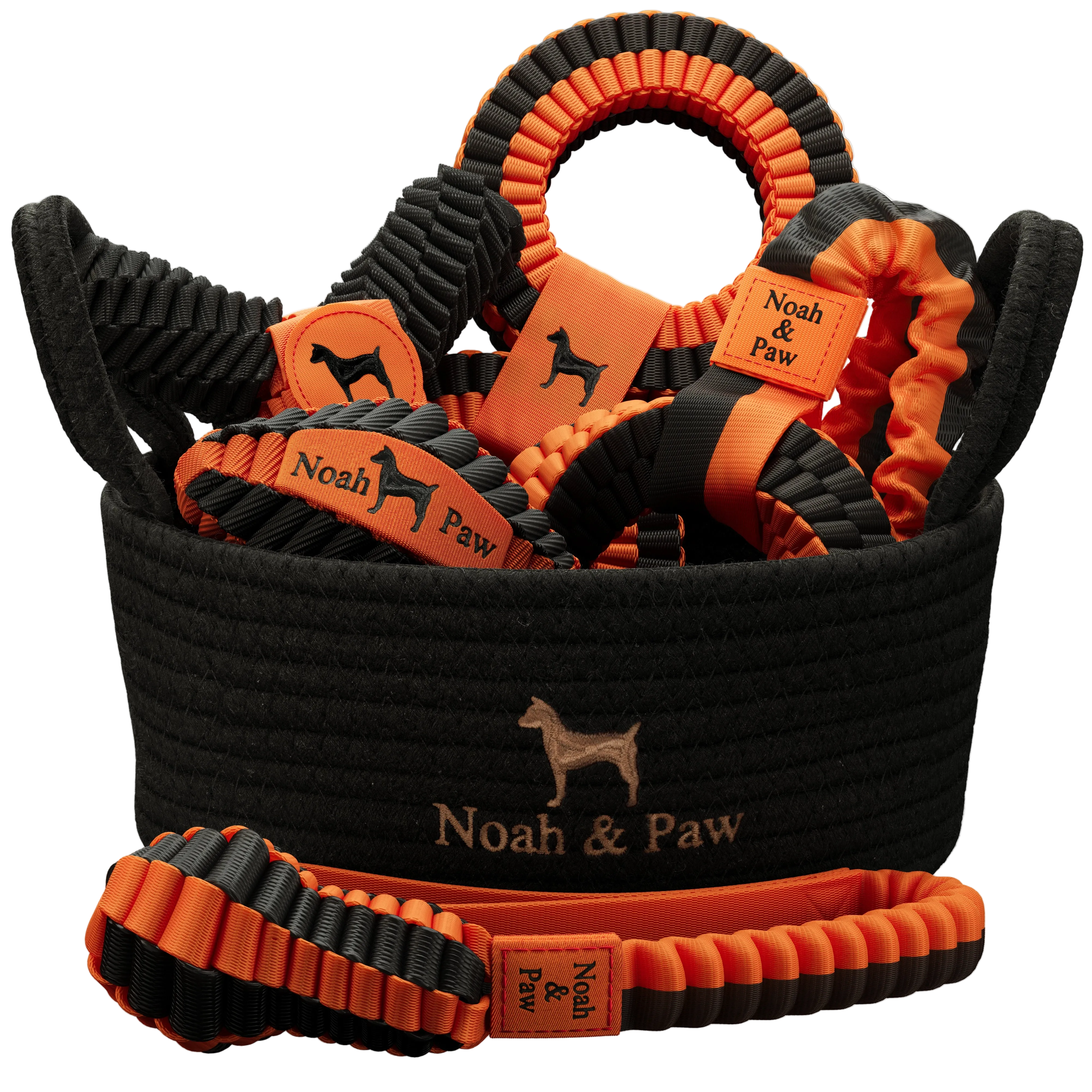 Luxury Stretchy Rope Dog Toy Gift Basket, Black