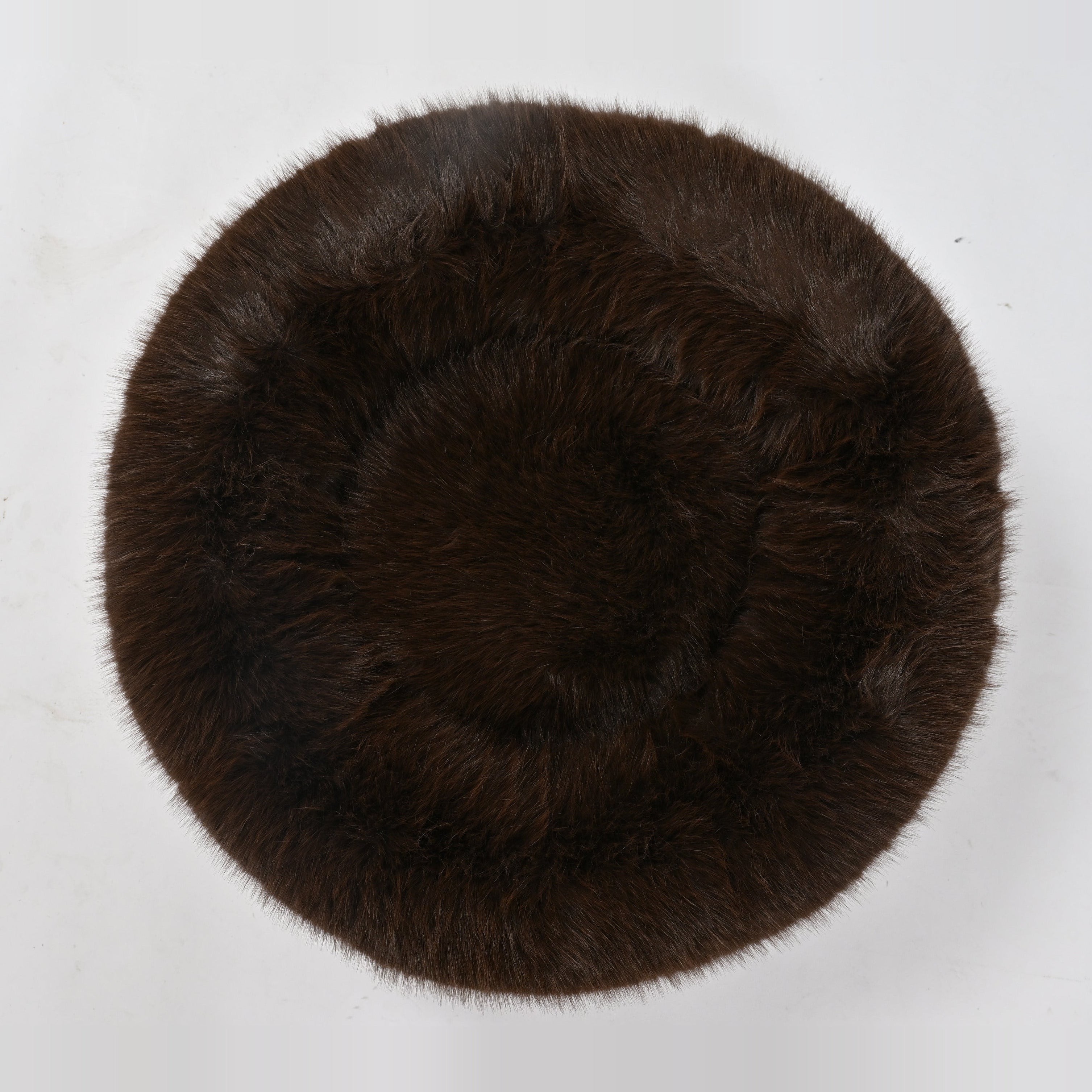 Brown donut dog bed top view