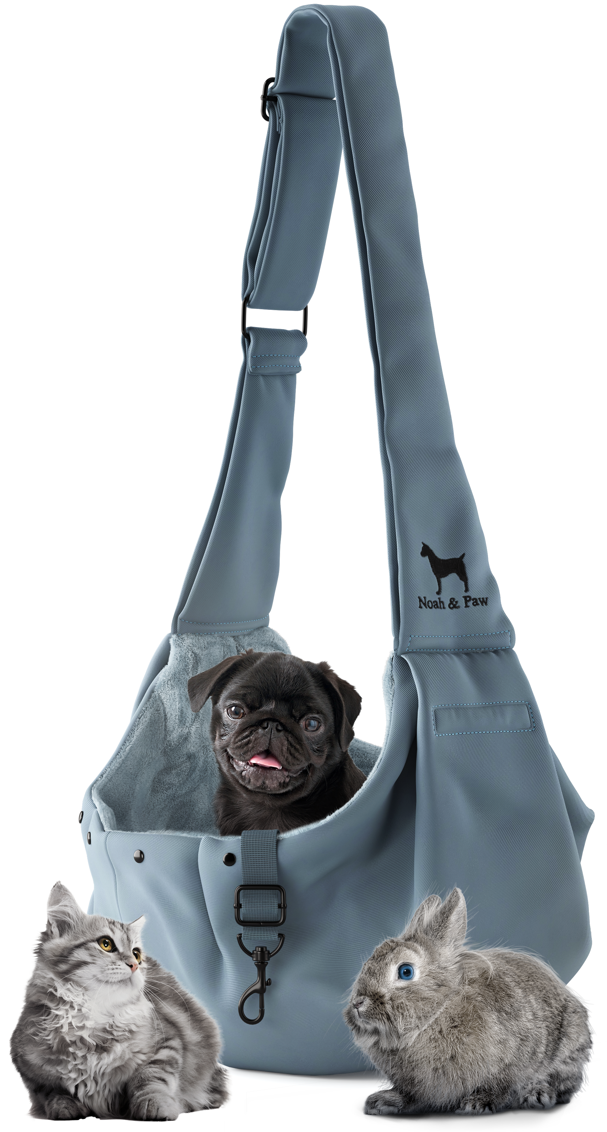 Dog Sling Carrier Grey Twill -Snap