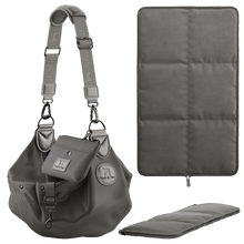 Mesh dog sling with snap closure, Gray, 3D view, Noah & Paw