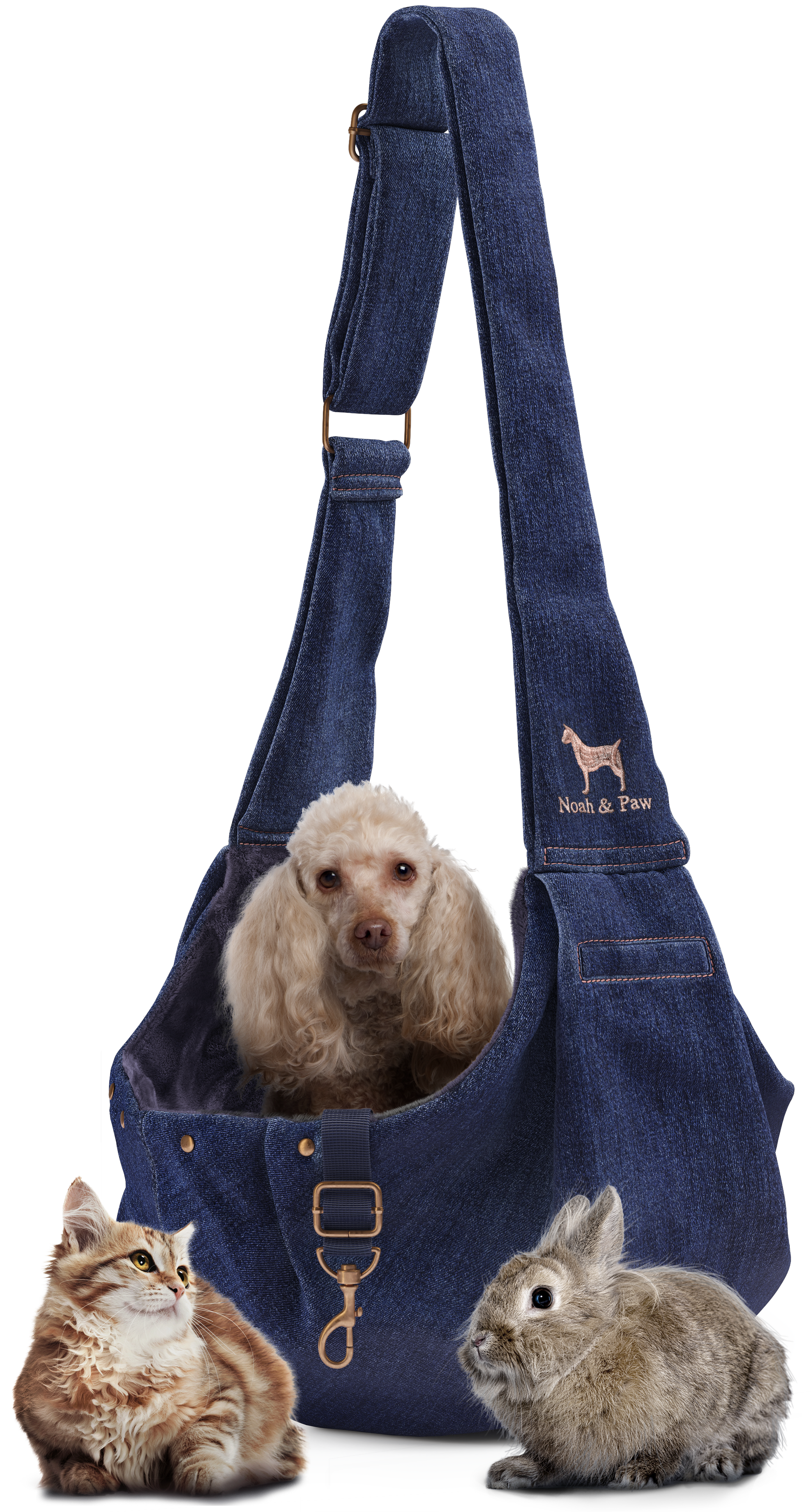 Dog Sling Carrier Dark Blue Denim - Snap