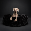 Donut Dog Bed – Black, Crushed Orthopedic Memory Foam, Luxurious Faux Fur
