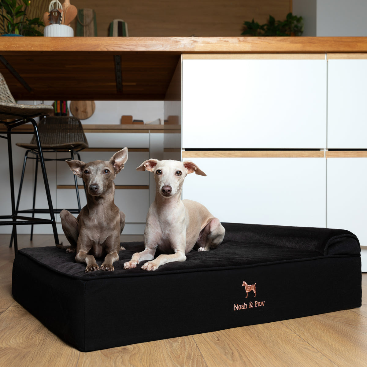 Denim, Orthopedic Pet Bed, Classic Style - Black - L
