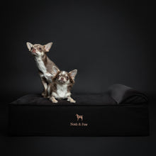 Noah & Paw orthopedic classic dog bed in denim with memory foam and cooling gel, black, size M (28 x 23 x 7.5 in)