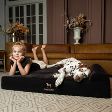 Noah & Paw orthopedic classic dog bed in denim with memory foam and cooling gel, black, size XL (45 x 35 x 9 in)
