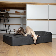 Noah & Paw orthopedic classic dog bed in faux leather with memory foam and cooling gel, black, size L (35 x 25 x 8.7 in)
