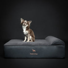 Noah & Paw orthopedic classic dog bed in faux leather with memory foam and cooling gel, black, size M (28 x 23 x 7.5 in)