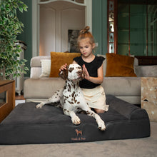 Noah & Paw orthopedic classic dog bed in faux leather with memory foam and cooling gel, black, size XL (45 x 35 x 9 in)