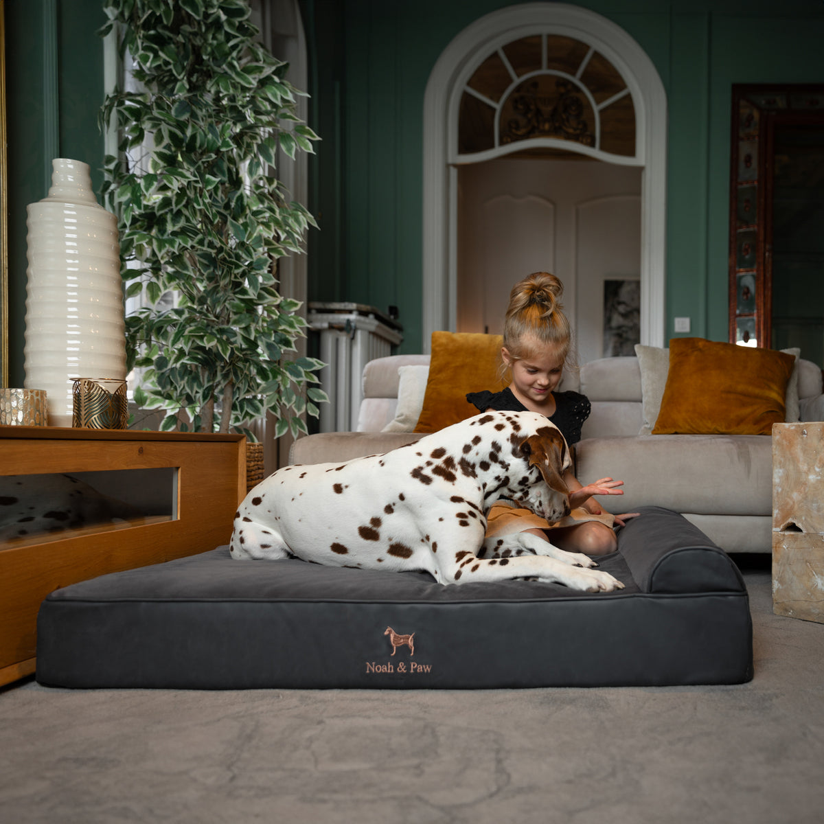 Orthopedic Faux Leather Pet Bed Classic Style - Black - XL