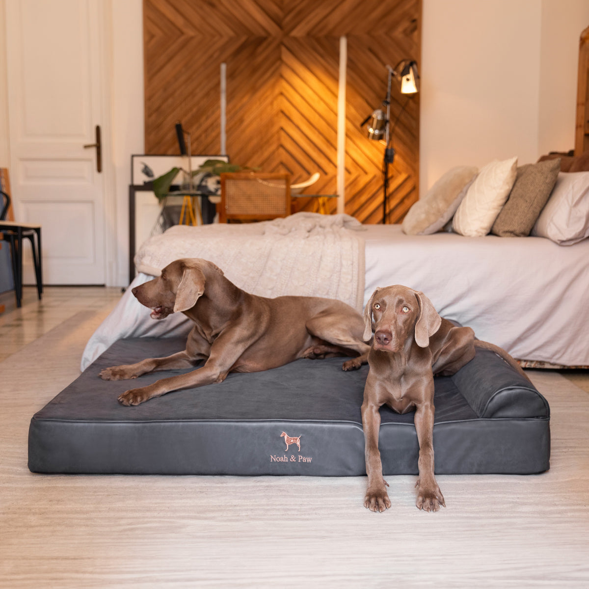 Orthopedic Faux Leather Pet Bed Classic Style - Black - XXL