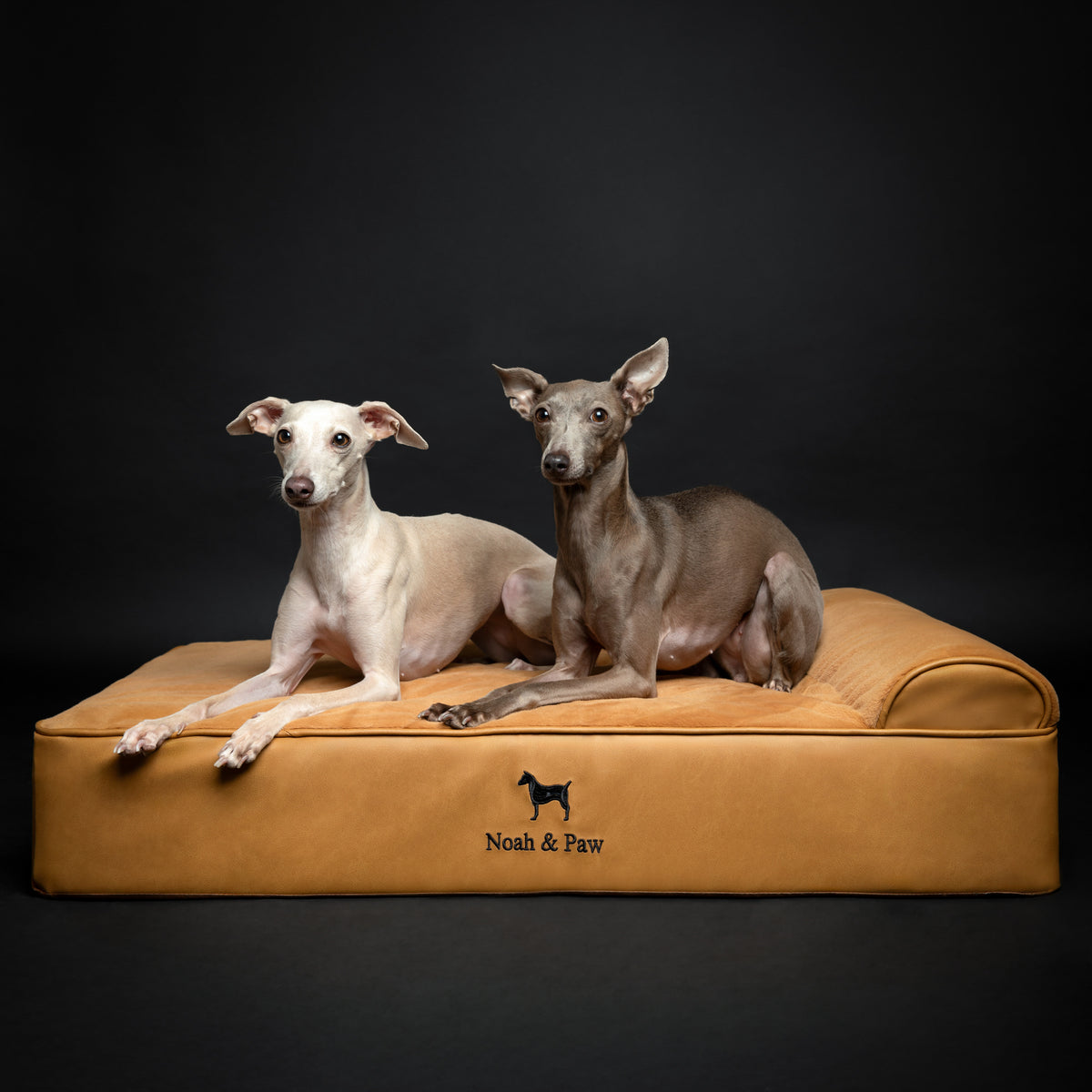 Orthopedic Faux Leather Pet Bed Classic Style - Camel - L