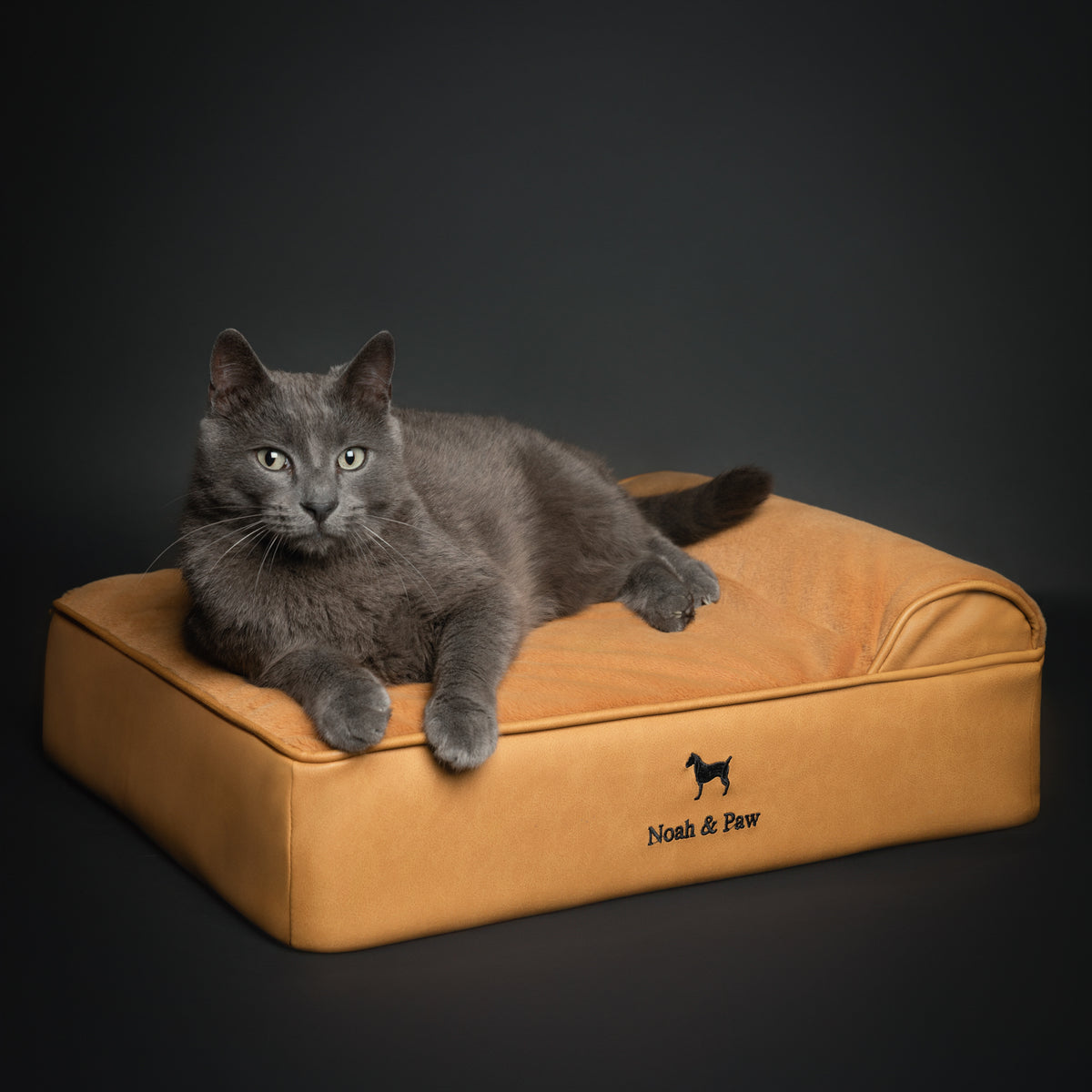 Orthopedic Faux Leather Pet Bed Classic Style - Camel - S