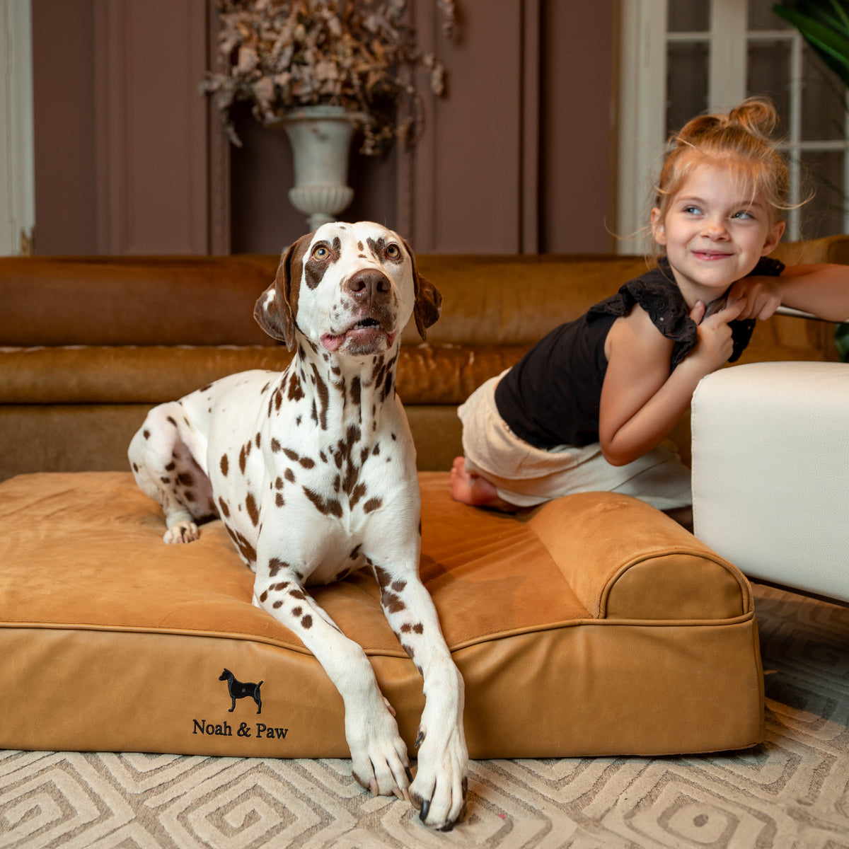 Orthopedic Faux Leather Pet Bed Classic Style - Camel - XL