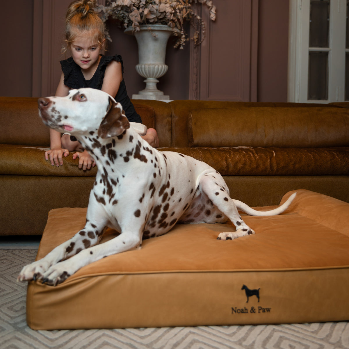 Orthopedic Faux Leather Pet Bed Classic Style - Camel - XL