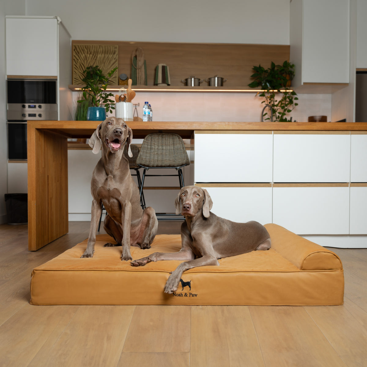 Orthopedic Faux Leather Pet Bed Classic Style - Camel - XL