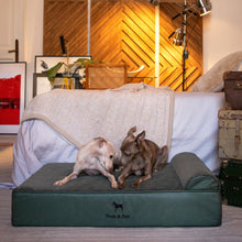 Noah & Paw orthopedic classic dog bed in faux leather with memory foam and cooling gel, dark green, size L (35 x 25 x 8.7 in)