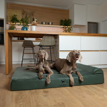Noah & Paw orthopedic classic dog bed in faux leather with memory foam and cooling gel, dark green, size XL (45 x 35 x 9 in)