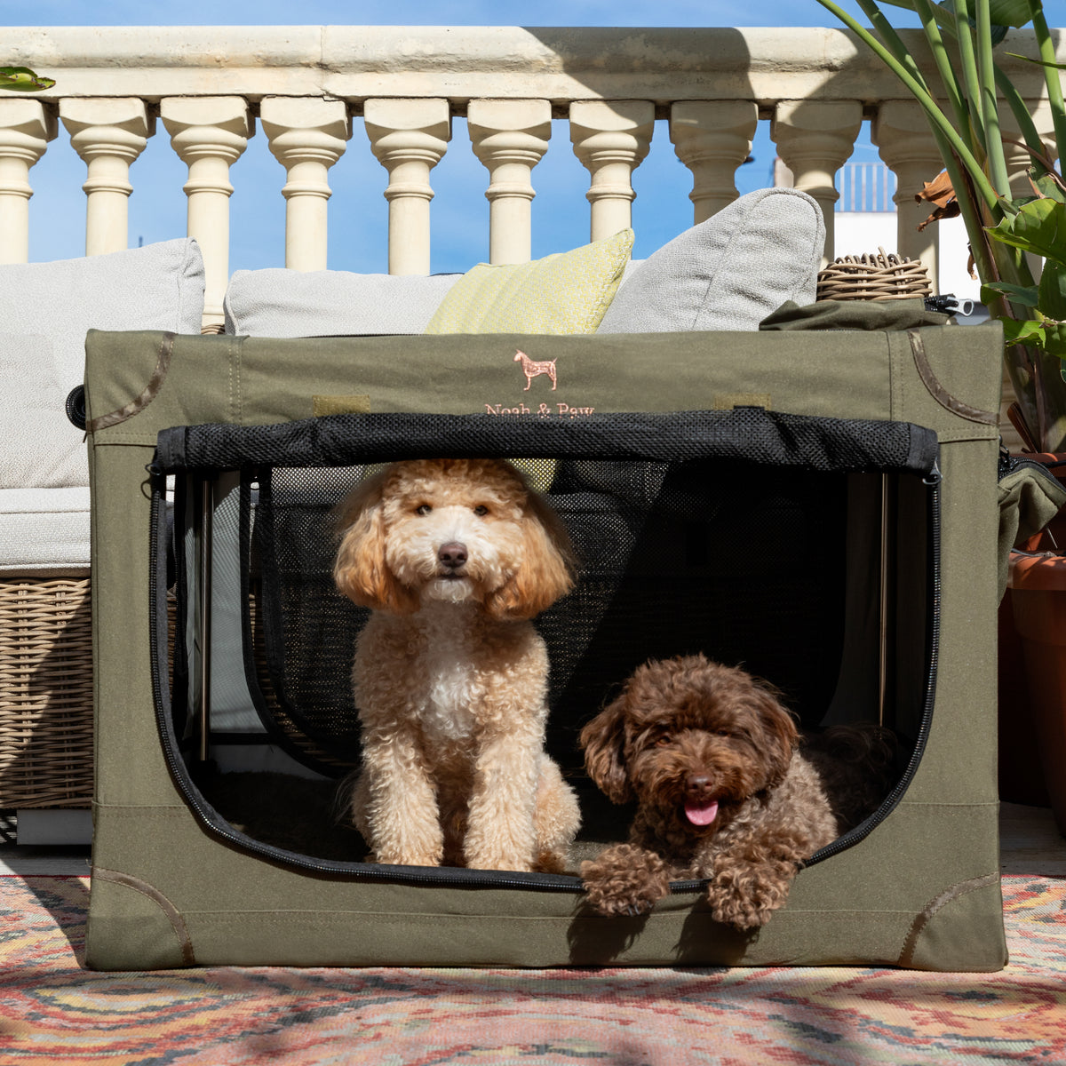 Collapsible dog crate travel | Folding pet crate comfort - Green - L