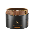 Noah & Paw genuine leather dog collar with oil-wax finish, camel, size XS, fits neck 9–12 in