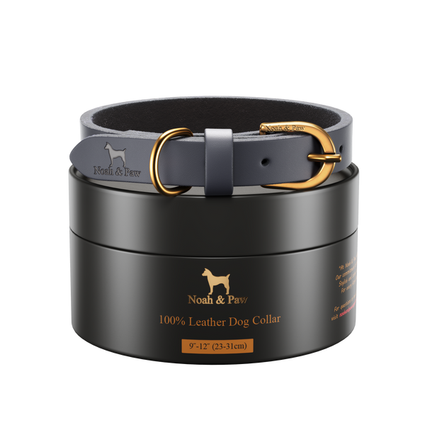 Handmade Leather Dog Collar in Crazy Horse Leather, Dark Blue