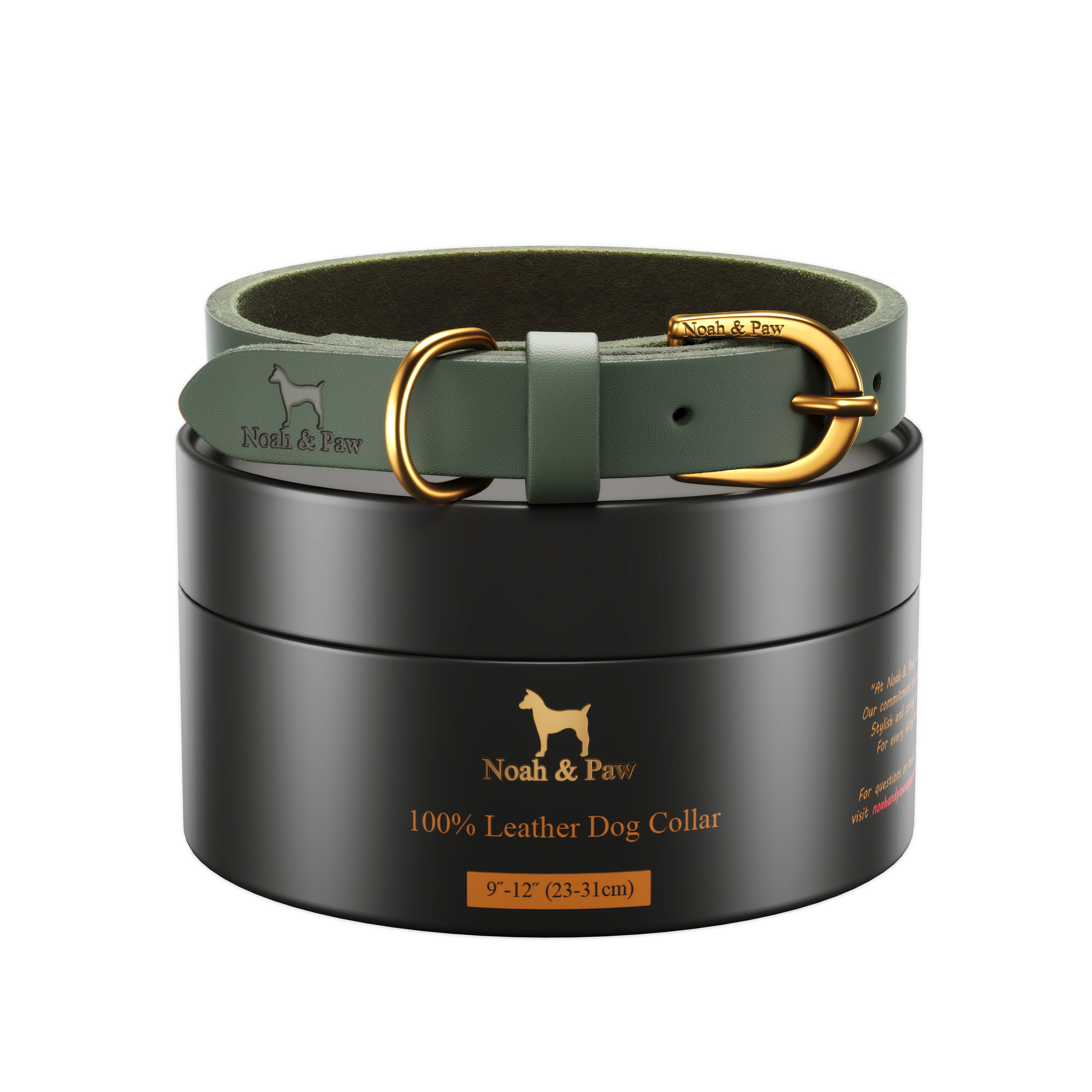 Leather Pet Collar - Green 
