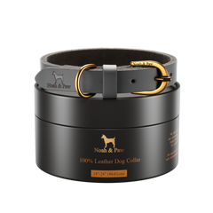 NOAH & PAW Dog and Cat Collar, Genuine Leather with Oil-Wax Finish, Heavy Duty Metal Buckle, Unisex Colors