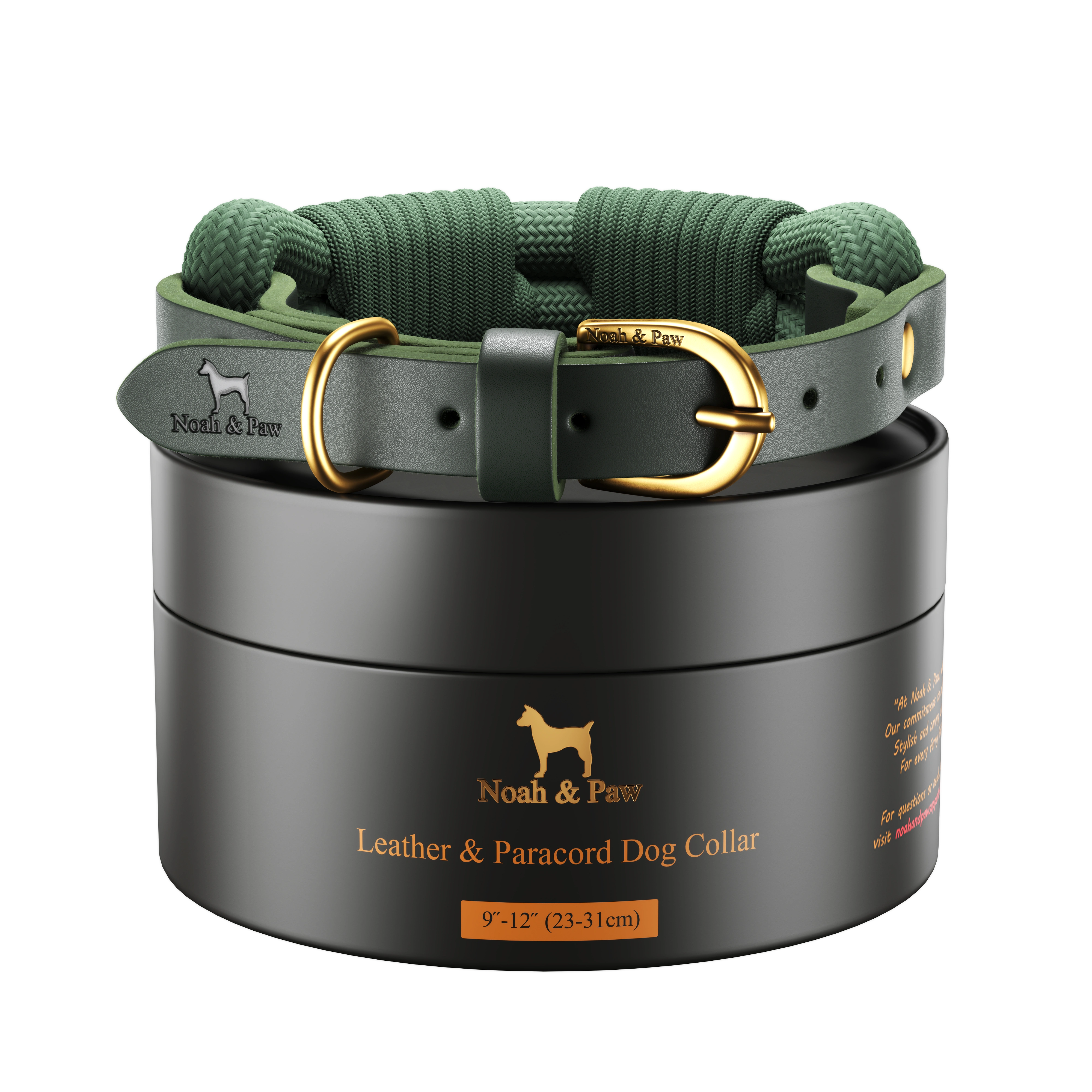 Leather Paracord Pet Collar - Green