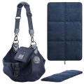Mesh dog sling with snap closure, Navy Blue, 3D view, Noah & Paw