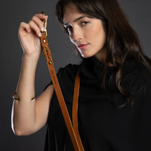 Noah & Paw braided oil-waxed leather dog leash, camel