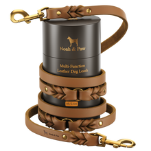Noah & Paw braided oil-waxed leather dog leash, camel