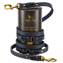 Noah & Paw braided oil-waxed leather dog leash, dark blue