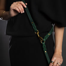 Noah & Paw braided oil-waxed leather dog leash, dark green