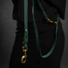 Noah & Paw braided oil-waxed leather dog leash, dark green