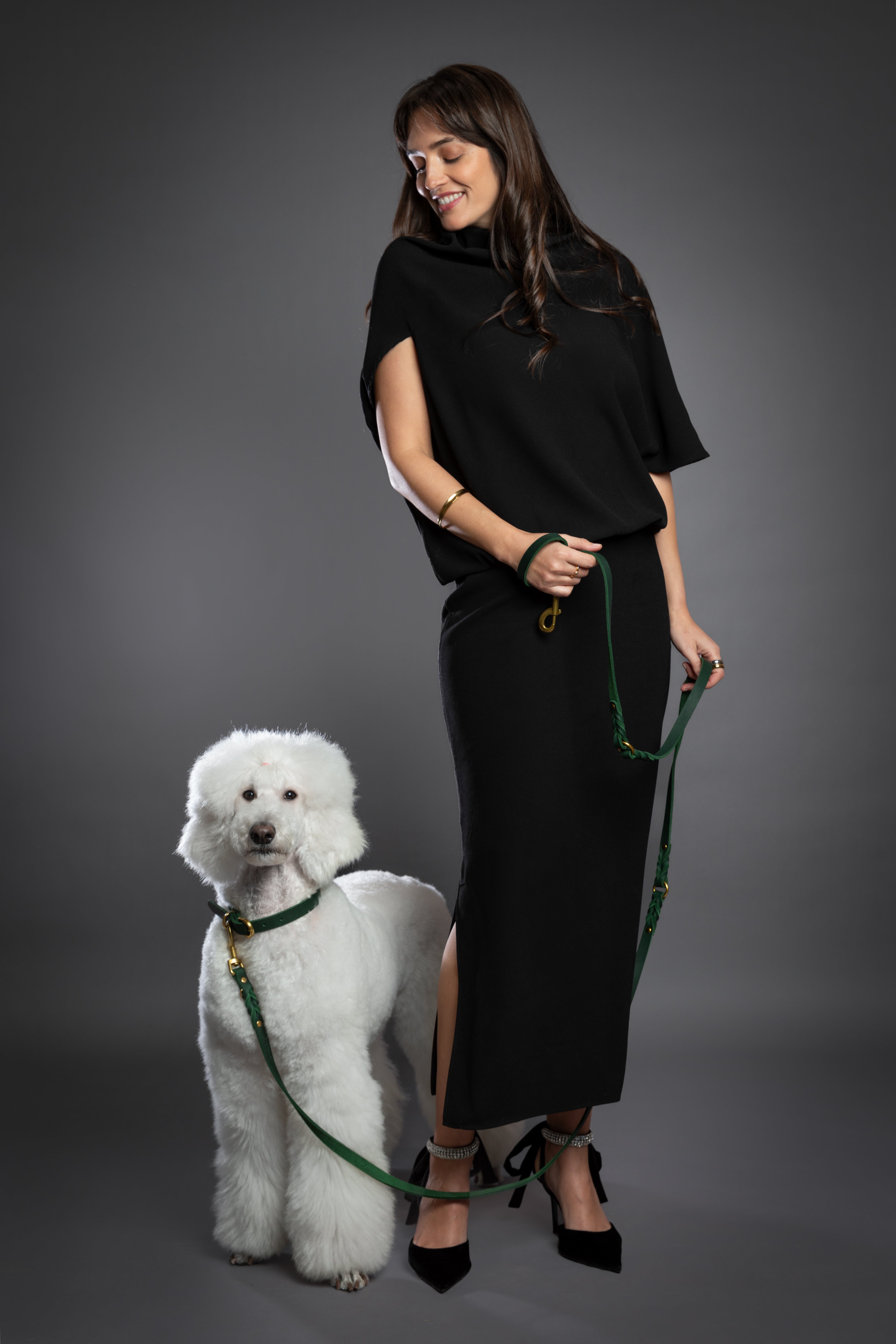 Leather Pet Leash- Green 8ft