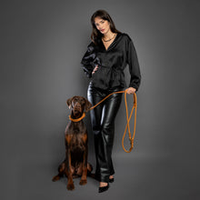 Noah & Paw braided leather and paracord dog leash, camel