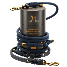 Noah & Paw braided leather and paracord dog leash, dark blue