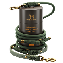 Noah & Paw braided leather and paracord dog leash, dark green