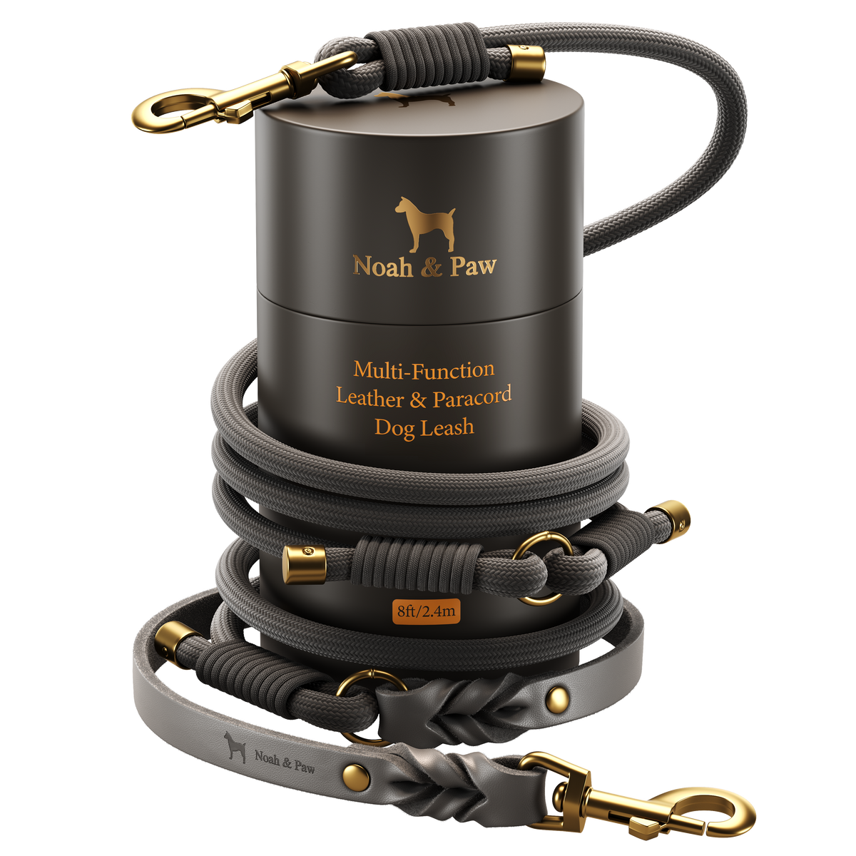 Leather paracord dog leash, Noah & Paw