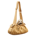Noah & Paw ruffle style dog sling carrier in vegan leather, beige